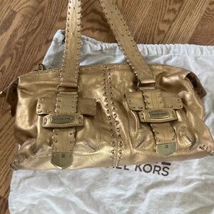 Michael Kors Vintage Metallic Gold Bag Purse Leather